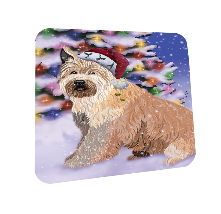 Winterland Wonderland Berger Picard Dog In Christmas Holiday Scenic Background Coasters Set of 4 CST55642