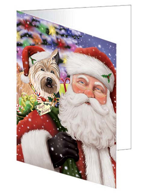 Santa Carrying Berger Picard Dog and Christmas Presents Handmade Artwork Assorted Pets Greeting Cards and Note Cards with Envelopes for All Occasions and Holiday Seasons GCD70970