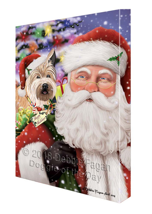 Santa Carrying Berger Picard Dog and Christmas Presents Canvas Print Wall Art Décor CVS119294