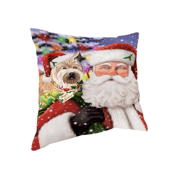 Santa Carrying Berger Picard Dog and Christmas Presents Pillow PIL70868