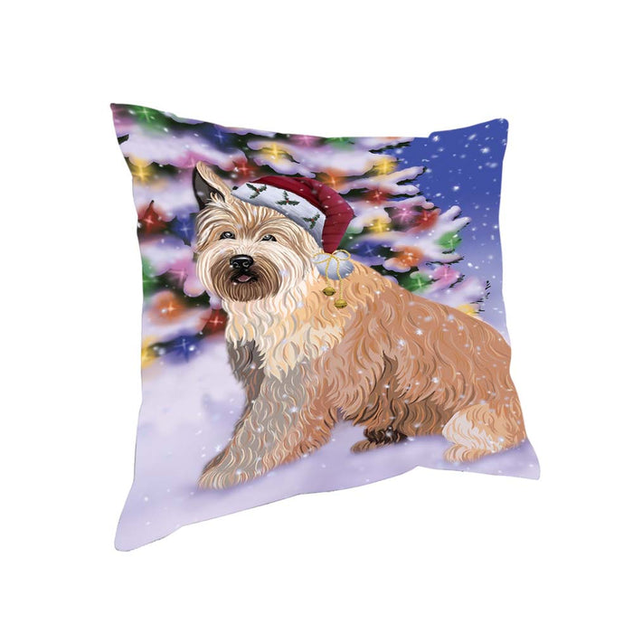 Winterland Wonderland Berger Picard Dog In Christmas Holiday Scenic Background Pillow PIL71664