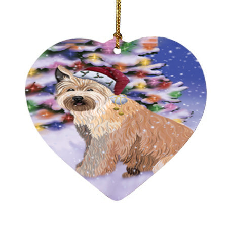 Winterland Wonderland Berger Picard Dog In Christmas Holiday Scenic Background Heart Christmas Ornament HPOR56040