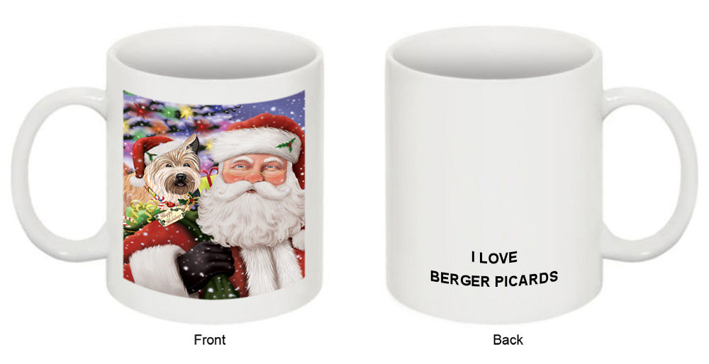 Santa Carrying Berger Picard Dog and Christmas Presents Coffee Mug MUG50883