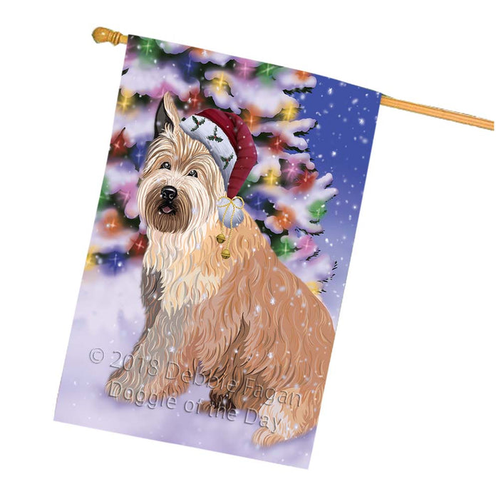Winterland Wonderland Berger Picard Dog In Christmas Holiday Scenic Background House Flag FLG56113