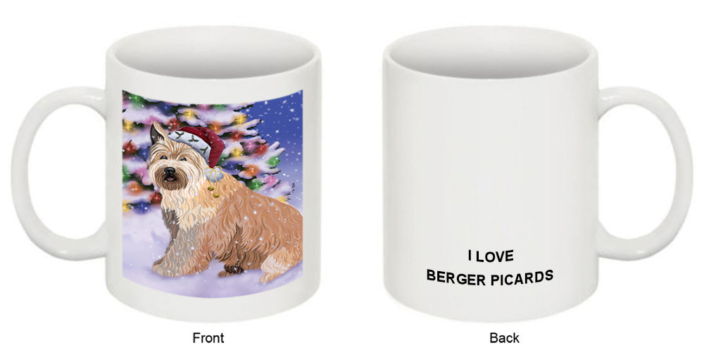 Winterland Wonderland Berger Picard Dog In Christmas Holiday Scenic Background Coffee Mug MUG51082