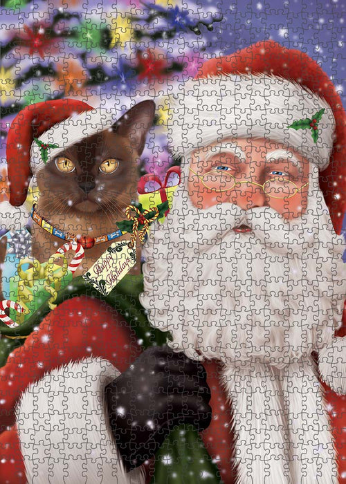 Santa Carrying Bermese Sable Cat and Christmas Presents Puzzle  PUZL90148