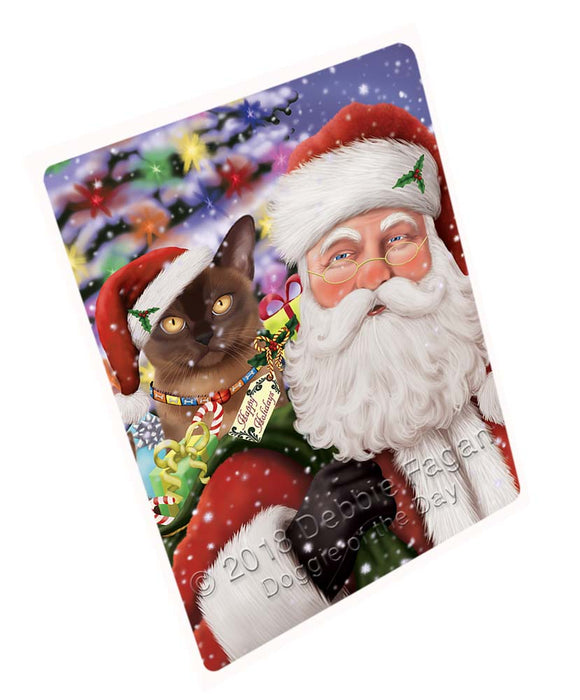 Santa Carrying Bermese Sable Cat and Christmas Presents Cutting Board C71595