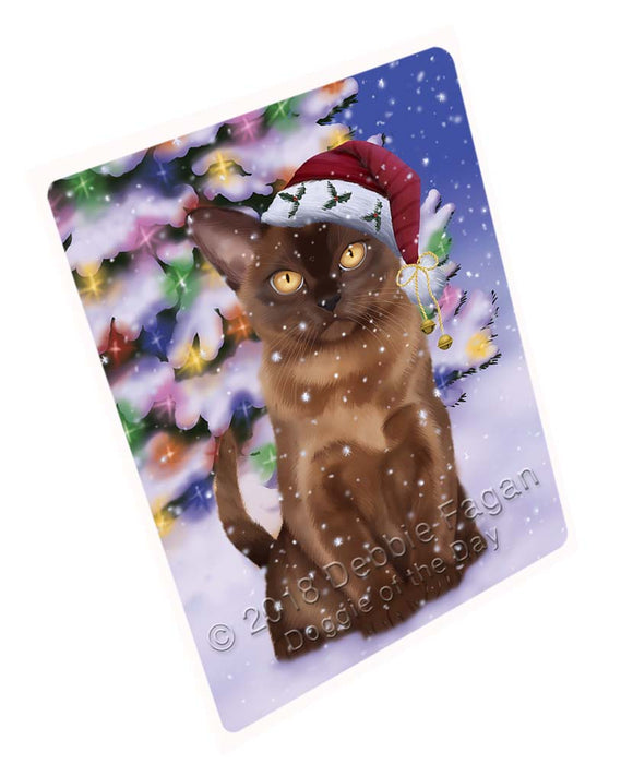 Winterland Wonderland Bermese Sable Cat In Christmas Holiday Scenic Background Large Refrigerator / Dishwasher Magnet RMAG96378