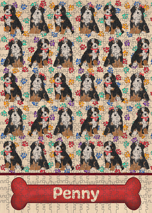 Rainbow Paw Print Bernedoodle Dogs Puzzle with Photo Tin PUZL97564
