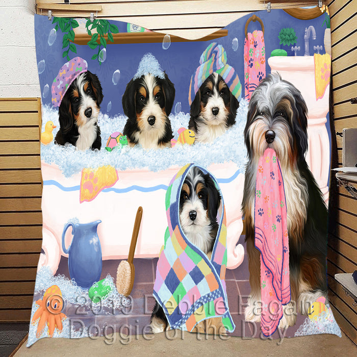 Rub A Dub Dogs In A Tub Bernedoodle Dogs Quilt