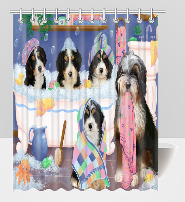 Rub A Dub Dogs In A Tub Bernedoodle Dogs Shower Curtain