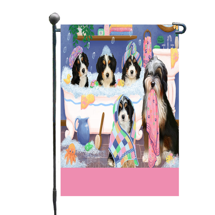Personalized Rub A Dub Dogs In A Tub Bernedoodle Dogs Custom Garden Flag GFLG64850