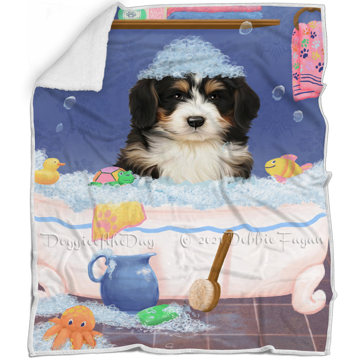 Rub A Dub Dog In A Tub Bernedoodle Dog Blanket BLNKT143007