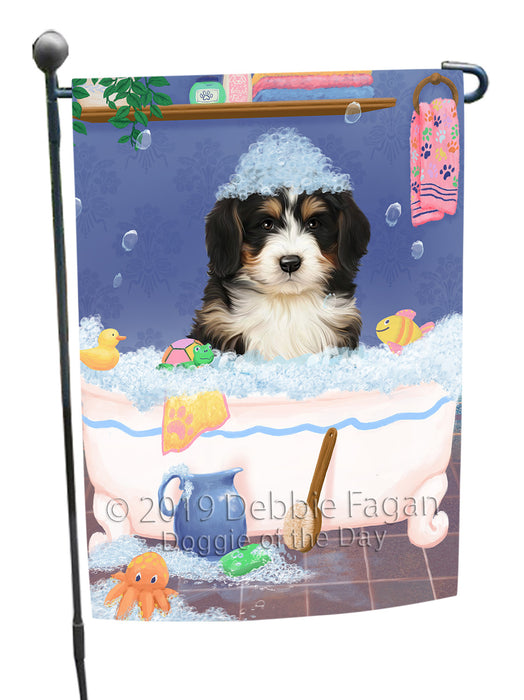 Rub A Dub Dog In A Tub Bernedoodle Dog Garden Flag GFLG66163