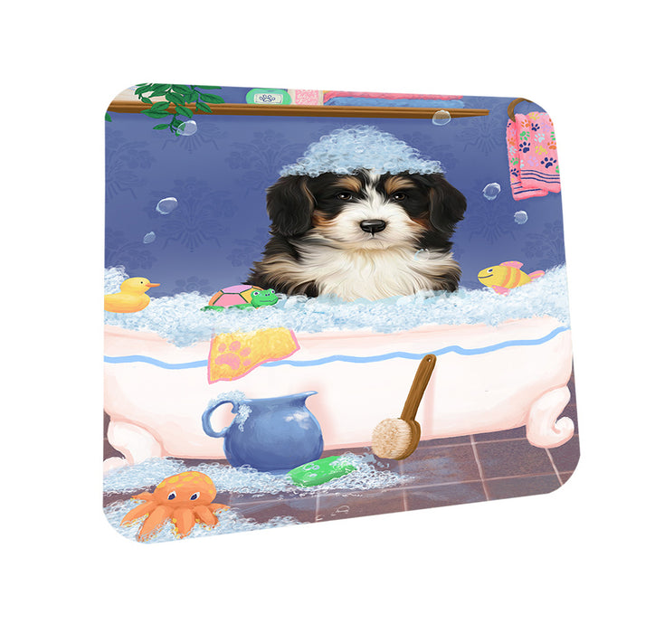 Rub A Dub Dog In A Tub Bernedoodle Dog Coasters Set of 4 CST57265