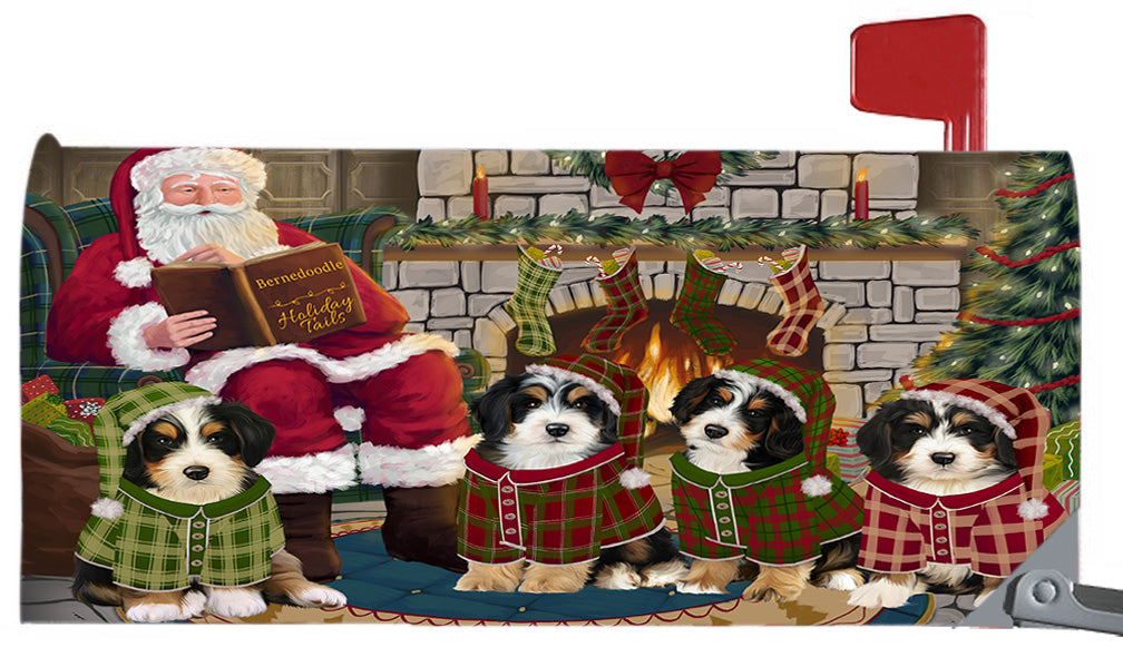 Christmas Cozy Holiday Fire Tails Bernedoodle Dogs 6.5 x 19 Inches Magnetic Mailbox Cover Post Box Cover Wraps Garden Yard Décor MBC48877