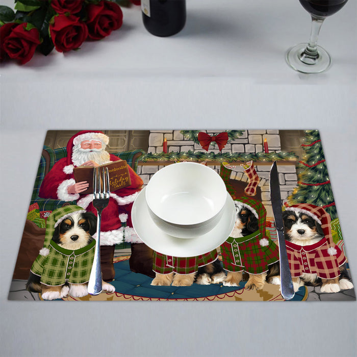 Christmas Cozy Holiday Fire Tails Bernedoodle Dogs Placemat