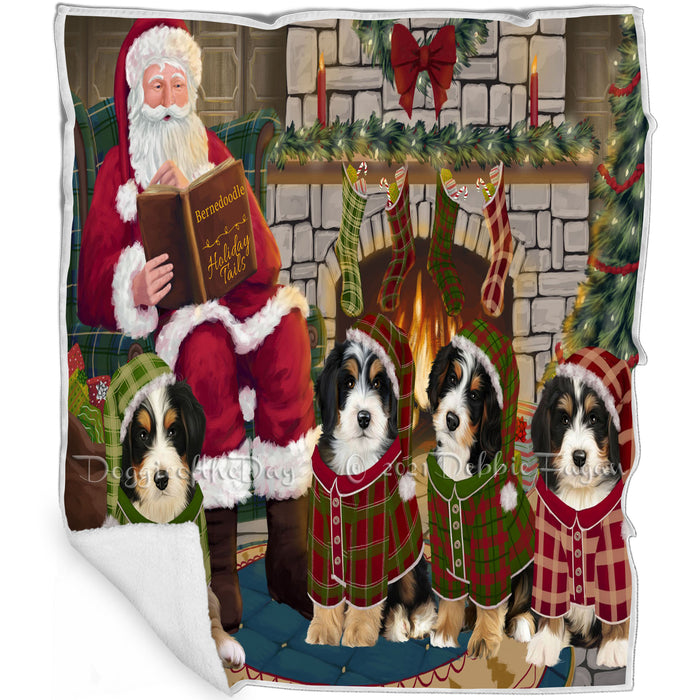 Christmas Cozy Holiday Tails Bernedoodles Dog Blanket BLNKT115311