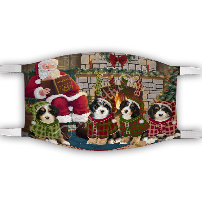 Christmas Cozy Holiday Fire Tails Bernedoodle Dogs Face Mask FM48606