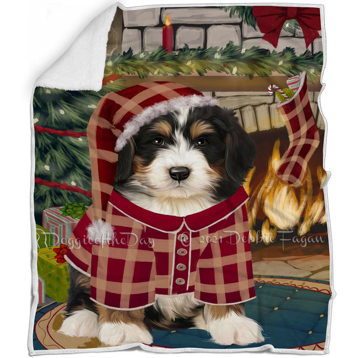 The Stocking was Hung Bernedoodle Dog Blanket BLNKT116274
