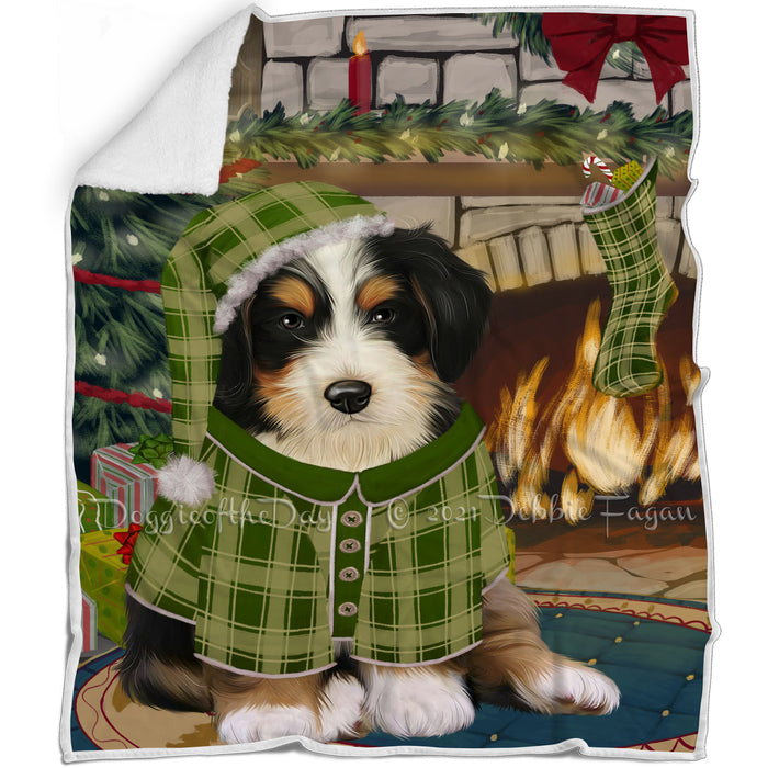 The Stocking was Hung Bernedoodle Dog Blanket BLNKT116283