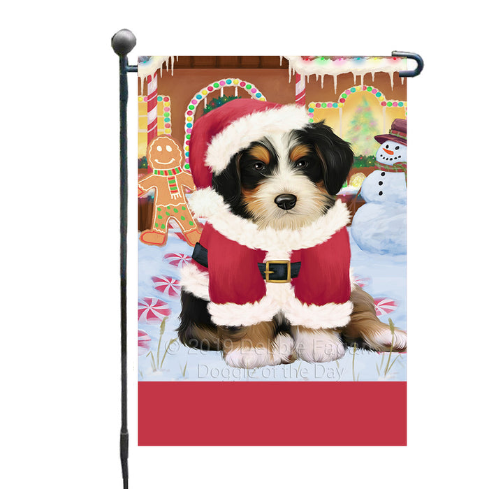 Personalized Gingerbread Candyfest Bernedoodle Dog Custom Garden Flag GFLG63936