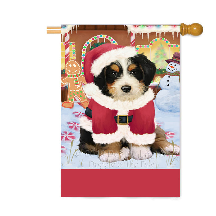 Personalized Gingerbread Candyfest Bernedoodle Dog Custom House Flag FLG63719