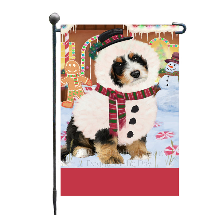 Personalized Gingerbread Candyfest Bernedoodle Dog Custom Garden Flag GFLG63937