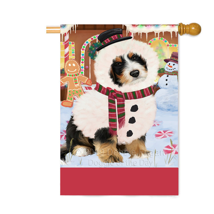 Personalized Gingerbread Candyfest Bernedoodle Dog Custom House Flag FLG63720