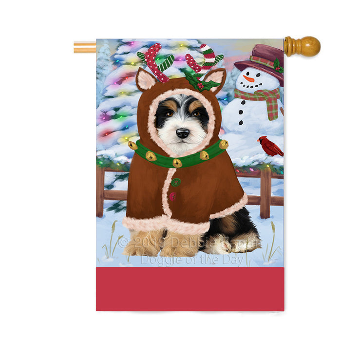 Personalized Gingerbread Candyfest Bernedoodle Dog Custom House Flag FLG63721