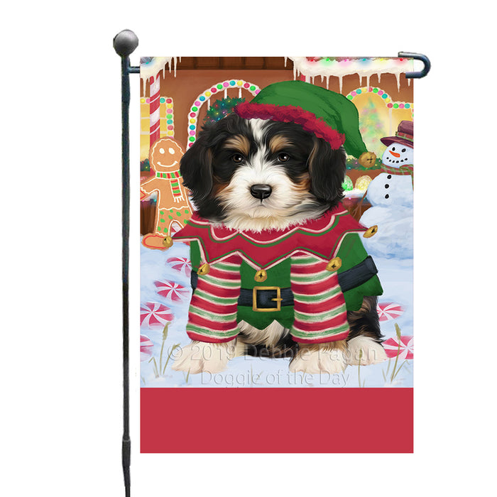Personalized Gingerbread Candyfest Bernedoodle Dog Custom Garden Flag GFLG63939