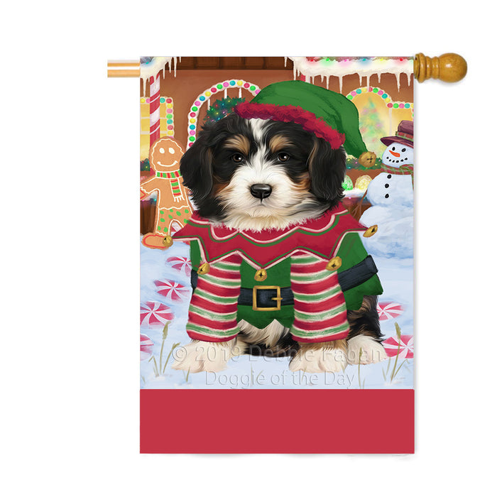 Personalized Gingerbread Candyfest Bernedoodle Dog Custom House Flag FLG63722