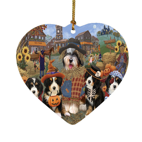 Halloween 'Round Town Bengal Cats Heart Christmas Ornament HPOR57470
