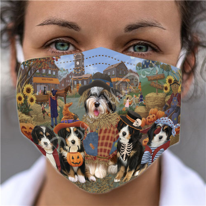 Halloween 'Round Town Bernedoodle Dogs Face Mask FM49927