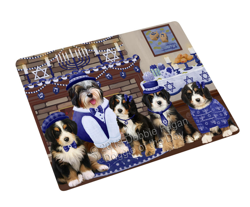 Happy Hanukkah Family and Happy Hanukkah Both Bernedoodle Dogs Magnet MAG77578 (Small 5.5" x 4.25")
