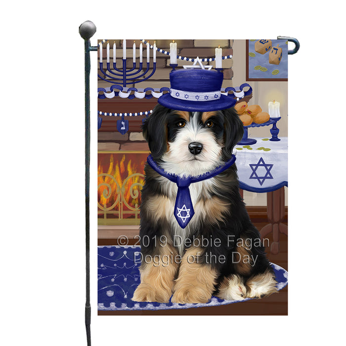 Happy Hanukkah Bernedoodle Dog Garden Flag GFLG66014