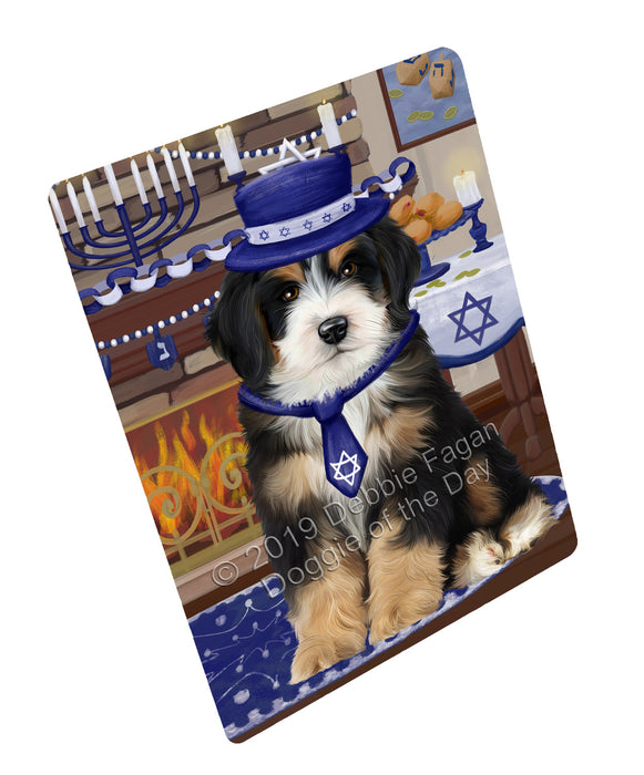 Happy Hanukkah Family and Happy Hanukkah Both Bernedoodle Dog Magnet MAG77410 (Small 5.5" x 4.25")