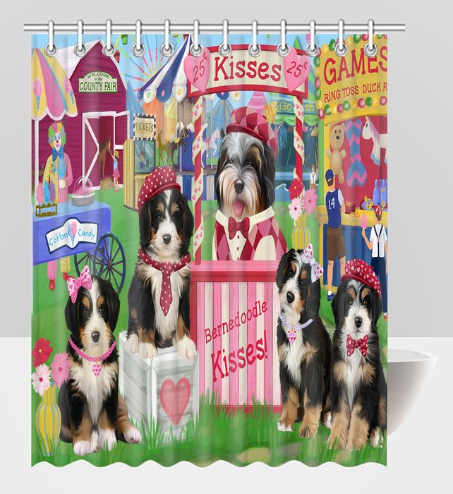 Carnival Kissing Booth Bernedoodle Dogs Shower Curtain