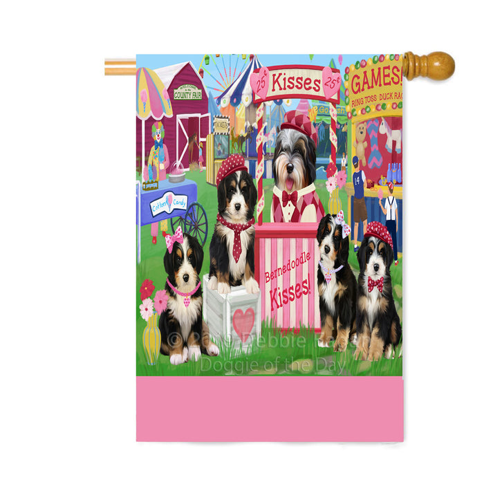 Personalized Carnival Kissing Booth Bernedoodle Dogs Custom House Flag FLG63581