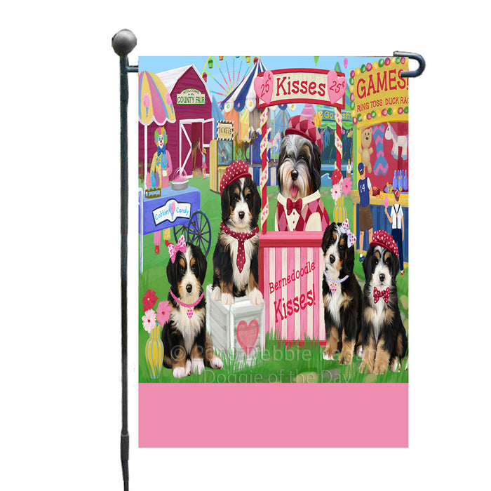Personalized Carnival Kissing Booth Bernedoodle Dogs Custom Garden Flag GFLG64257