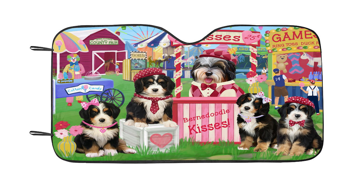 Carnival Kissing Booth Bernedoodle Dogs Car Sun Shade