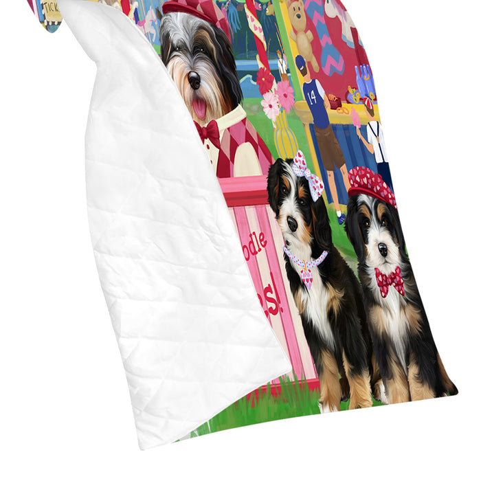 Carnival Kissing Booth Bernedoodle Dogs Quilt