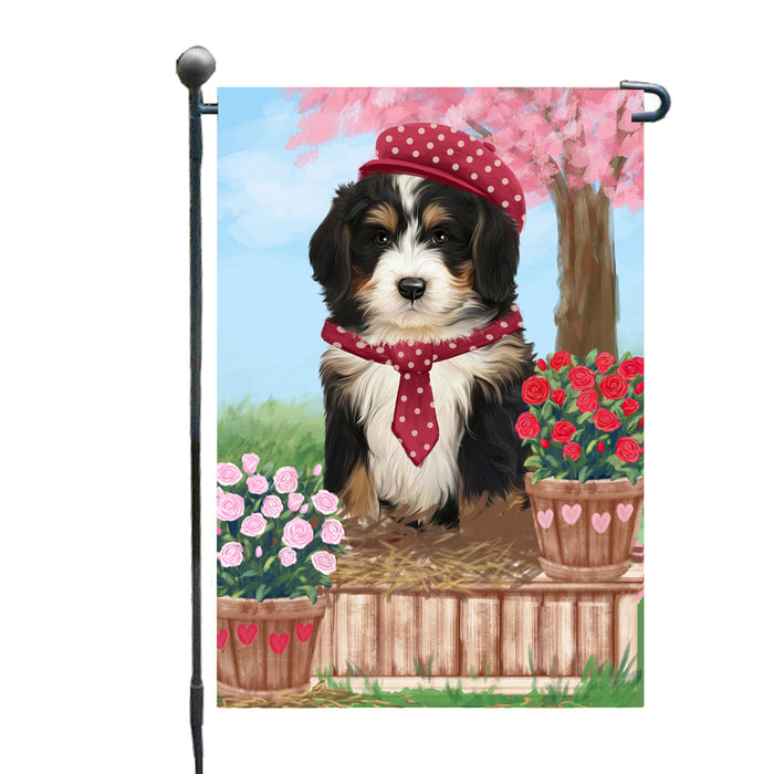 Personalized Rosie 25 Cent Kisses Bernedoodle Dog Custom Garden Flag GFLG64647