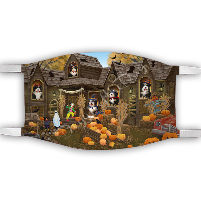 Haunted House Halloween Trick or Treat  Bernedoodle Dogs Face Mask FM49672