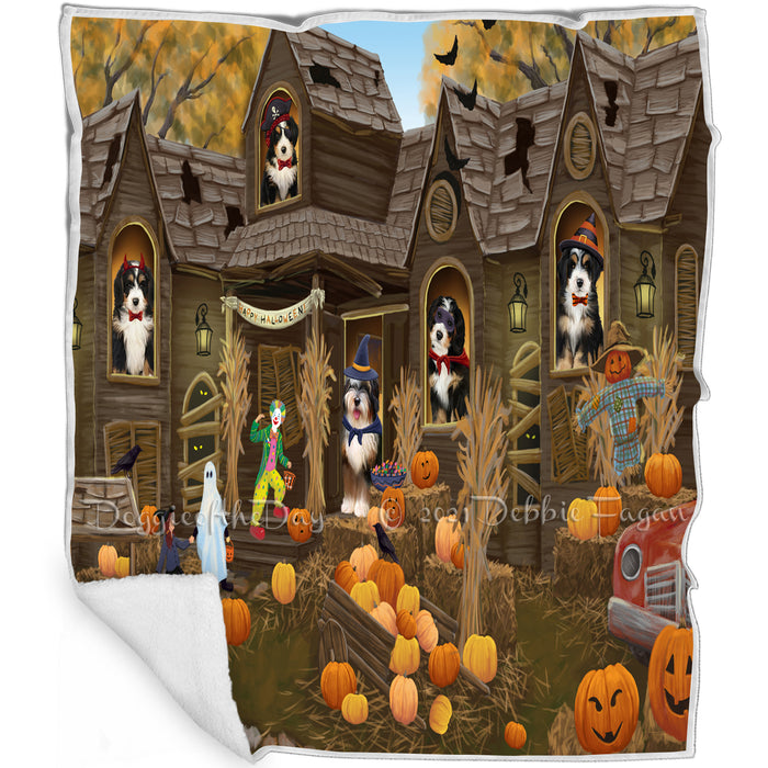 Haunted House Halloween Trick or Treat Bernedoodles Dog Blanket BLNKT92910