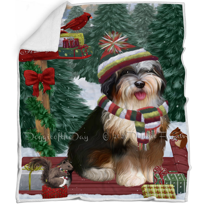 Merry Christmas Woodland Sled Bernedoodle Dog Blanket BLNKT142702