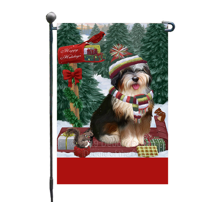 Personalized Merry Christmas Woodland Sled  Bernedoodle Dog Custom Garden Flags GFLG-DOTD-A61500