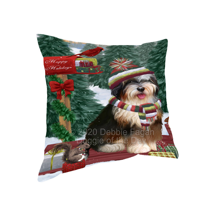 Christmas Woodland Sled Bernedoodle Dog Pillow with Top Quality High-Resolution Images - Ultra Soft Pet Pillows for Sleeping - Reversible & Comfort - Ideal Gift for Dog Lover - Cushion for Sofa Couch Bed - 100% Polyester, PILA93562