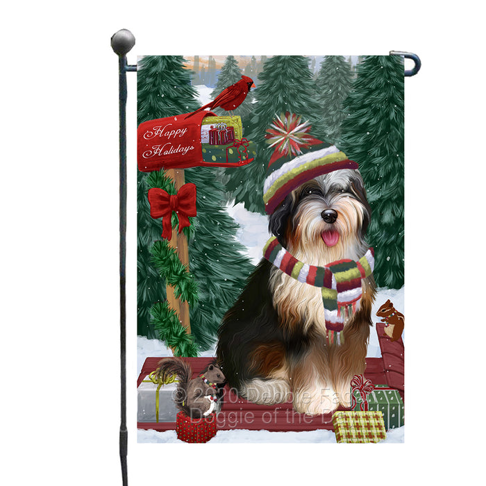 Christmas Woodland Sled Bernedoodle Dog Garden Flags Outdoor Decor for Homes and Gardens Double Sided Garden Yard Spring Decorative Vertical Home Flags Garden Porch Lawn Flag for Decorations GFLG68404