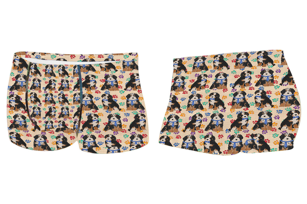 Rainbow Paw Print Bernedoodle Dogs BlueMen's All Over Print Boxer Briefs